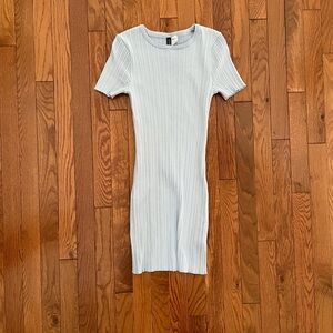 Light Blue Ribbed Knit Dress H&M Size S